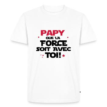 papy que la force soit avec toi - T-shirt Premium bio Homme - blanc - Devant - Nico (187cm)