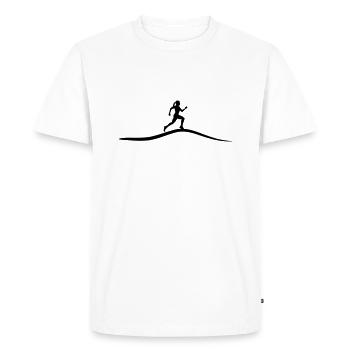 Running Woman, Runner & Mountains - Men's Premium Organic T-Shirt - white - Front - Nico (187cm)