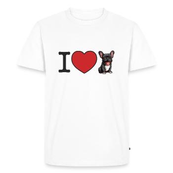 J’aime le bouledogue français - Bouledogue français - T-shirt Premium bio Homme - blanc - Devant - Nico (187cm)
