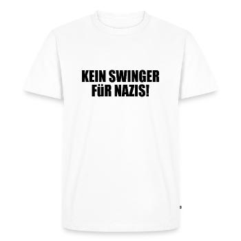Pas d’échangiste pour les nazis - T-shirt Premium bio Homme - blanc - Devant - Nico (187cm)