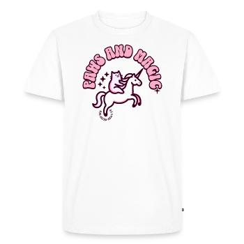 Meow Meets Magic: Unicorn & Cat Unites - Men's Premium Organic T-Shirt - white - Front - Nico (187cm)