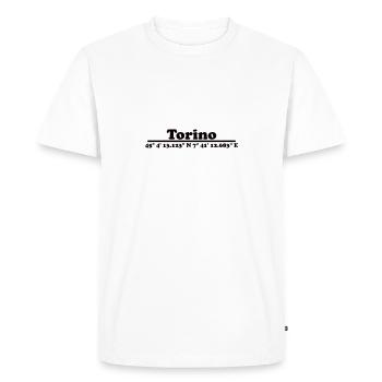 Coordonnées de Turin - T-shirt Premium bio Homme - blanc - Devant - Nico (187cm)