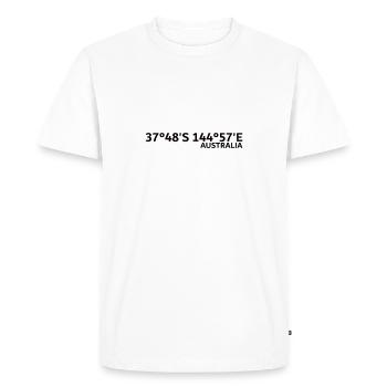 Melbourne Race Track Australie Coordonnées - T-shirt Premium bio Homme - blanc - Devant - Nico (187cm)