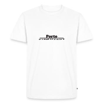 Coordonnées de Porto - T-shirt Premium bio Homme - blanc - Devant - Nico (187cm)