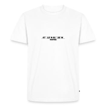 Coordonnées de Nantes - T-shirt Premium bio Homme - blanc - Devant - Nico (187cm)