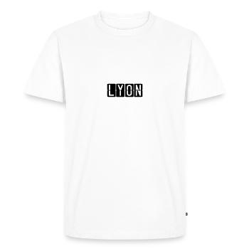 Panneau de l’aéroport de Lyon - T-shirt Premium bio Homme - blanc - Devant - Nico (187cm)