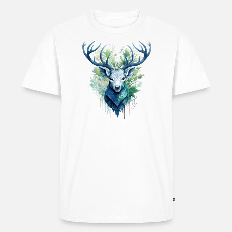 Hirsch - Männer Premium Bio T-Shirt - Weiß