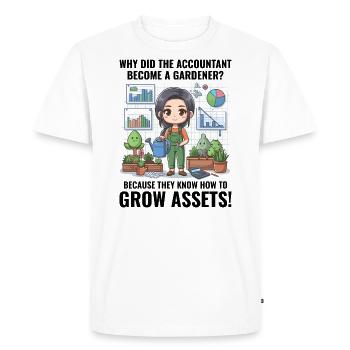 Un comptable devenu le jardin financier d’un jardinier - T-shirt Premium bio Homme - blanc - Devant - Nico (187cm)