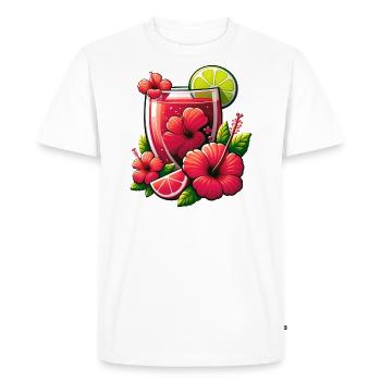 Red hibiscus tea glass - Men's Premium Organic T-Shirt - white - Front - Nico (187cm)