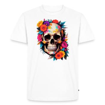 Flower Skull Art - Men's Premium Organic T-Shirt - white - Front - Nico (187cm)