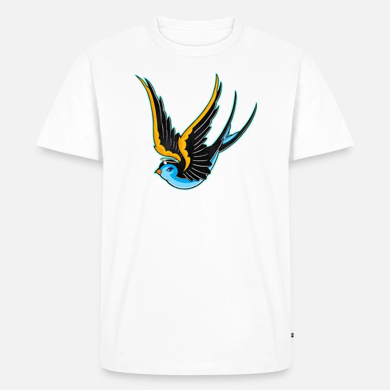 Old school Schwalbe, Engelchen - Männer Premium Bio T-Shirt - Weiß