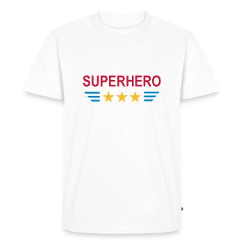 ★ Couleurs de conception modifiables ★ Super-héros (trois étoiles) - T-shirt Premium bio Homme - blanc - Devant - Nico (187cm)