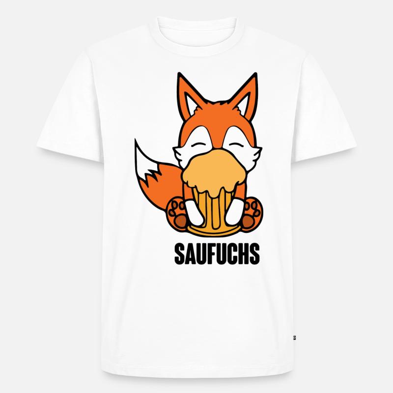 Fuchs Saufuchs Biertrinker Saufen Bier - Männer Premium Bio T-Shirt - Weiß