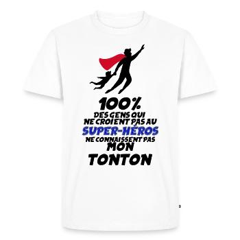 Mon Tonton Est Un Vrai Super héros Cadeau Frère - T-shirt Premium bio Homme - blanc - Devant - Nico (187cm)