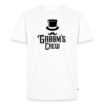 Groom’s Crew Top Hat Moustache Mens Enterrement de vie de garçon - T-shirt Premium bio Homme - blanc - Devant - Nico (187cm)