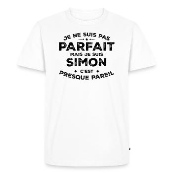 Simon A name, an attitude Humour Simon - Men's Premium Organic T-Shirt - white - Front - Nico (187cm)