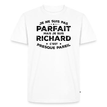 Richard A first name, an attitude Humour Richard - Men's Premium Organic T-Shirt - white - Front - Nico (187cm)