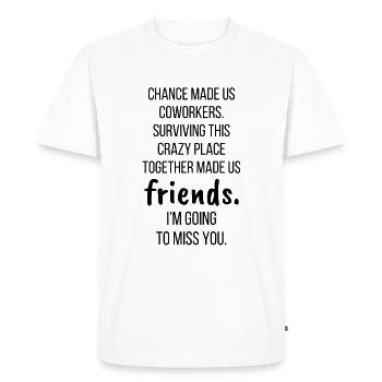 Cadeau d’adieu pour les collègues, cadeaux d’adieu - T-shirt Premium bio Homme - blanc - Devant - Nico (187cm)