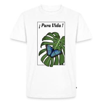 Pura Vida - Butterfly (black frame) - Men's Premium Organic T-Shirt - white - Front - Nico (187cm)