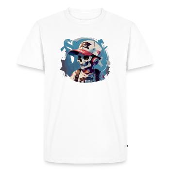 Crâne de graffiti avec écouteurs - T-shirt Premium bio Homme - blanc - Devant - Nico (187cm)