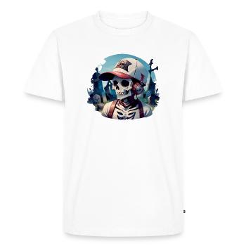 Graveyard Skull avec écouteurs - T-shirt Premium bio Homme - blanc - Devant - Nico (187cm)