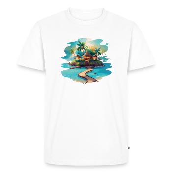 Île tropicale avec des cabanes confortables - T-shirt Premium bio Homme - blanc - Devant - Nico (187cm)