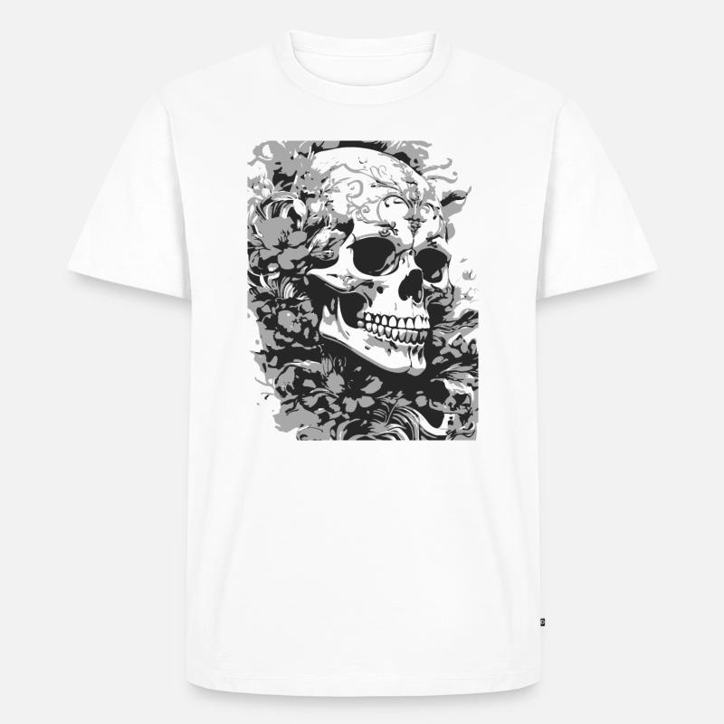 Gothic Totenschädel - Männer Premium Bio T-Shirt - Weiß