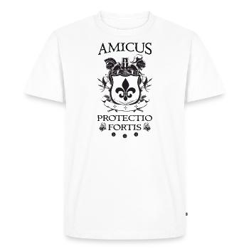 Amicus Protectio Fortis - Men's Premium Organic T-Shirt - white - Front - Nico (187cm)