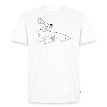 Requin et plongeur - T-shirt Premium bio Homme - blanc - Devant - Nico (187cm)
