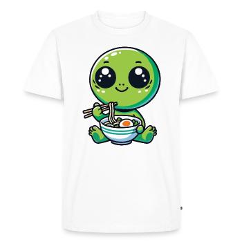 Alien with noodles ramen kawaii Alien - Men's Premium Organic T-Shirt - white - Front - Nico (187cm)