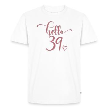 Hello 39 - Cadeau mignon de 39e anniversaire pour femmes - T-shirt Premium bio Homme - blanc - Devant - Nico (187cm)