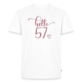 Hello 57 - Mignon cadeau de 57e anniversaire pour femmes - T-shirt Premium bio Homme - blanc - Devant - Nico (187cm)