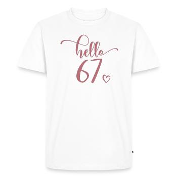 Hello 67 - Mignon cadeau de 67e anniversaire pour femmes - T-shirt Premium bio Homme - blanc - Devant - Nico (187cm)