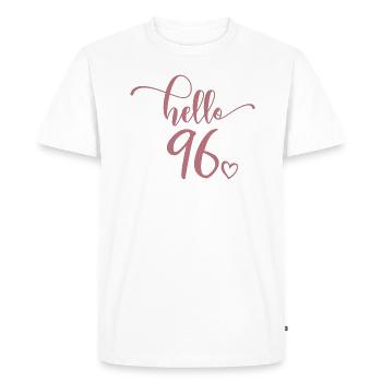 Hello 96 - Cute 96th Birthday Gift, 96 Years Old - Men's Premium Organic T-Shirt - white - Front - Nico (187cm)