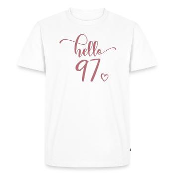 Hello 97 - Cute 97th Birthday Gift, 97 Years Old - Men's Premium Organic T-Shirt - white - Front - Nico (187cm)