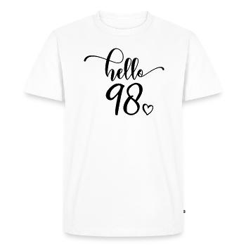 Hello 98 - Cute 98th Birthday Gift, 98 Years Old - Men's Premium Organic T-Shirt - white - Front - Nico (187cm)