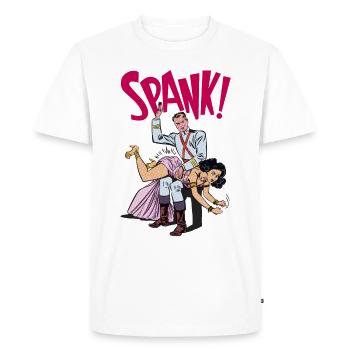 Spank! - Men's Premium Organic T-Shirt - white - Front - Nico (187cm)