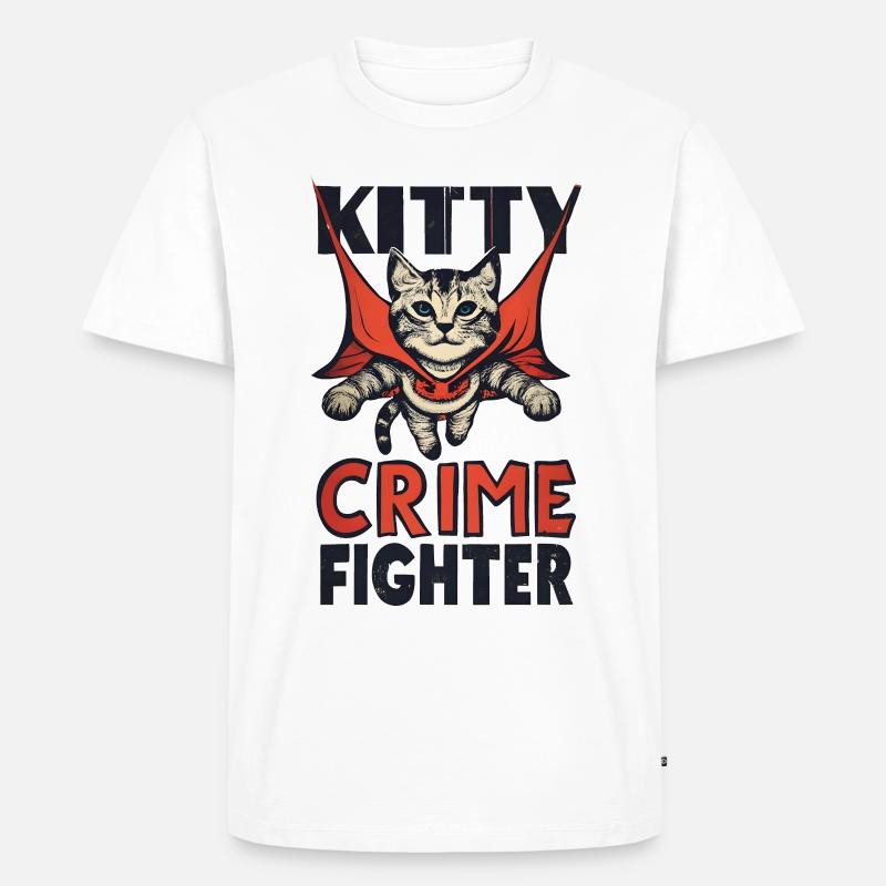 Katze Superheld - Männer Premium Bio T-Shirt - Weiß