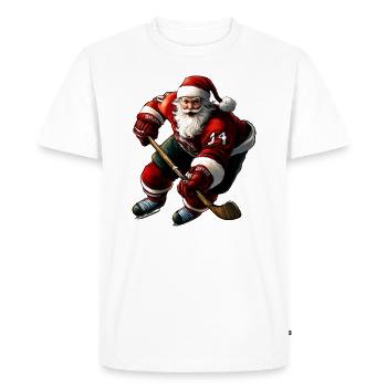Joueur de hockey sur glace Noël - T-shirt Premium bio Homme - blanc - Devant - Nico (187cm)