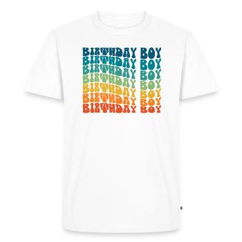 Anniversaire Garçon Groovy Rétro Vintage Anniversaire - T-shirt Premium bio Homme - blanc - Devant - Nico (187cm)