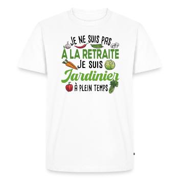 Jardinier Retraite Jardinage Retraité Papy Cadeau - T-shirt Premium bio Homme - blanc - Devant - Nico (187cm)