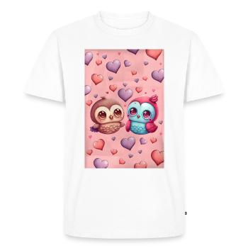Two cute loving birds surrounded with hearts - Men's Premium Organic T-Shirt - white - Front - Nico (187cm)