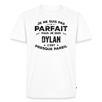 Dylan – Un Prénom, Une Légende Drôle et Fière - T-shirt Premium bio Homme - blanc - Devant - Nico (187cm)