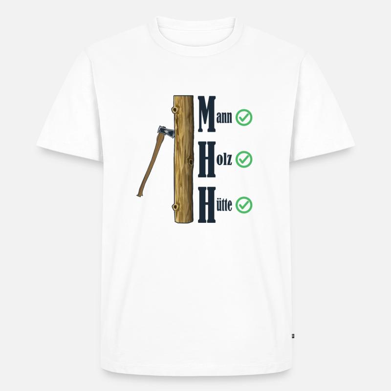 Axt in Baum hell - Männer Premium Bio T-Shirt - Weiß
