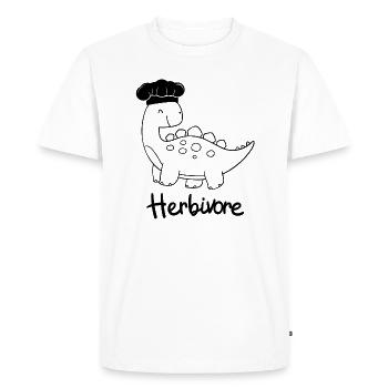 Herbivore Dinosaurier mit Kochmütze Chefkoch - Männer Premium Bio T-Shirt - Weiß - Vorne - Nico (187cm)