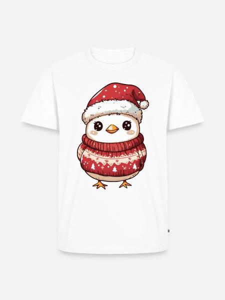 Kylling Jul Tegneserie - Herre Premium økologisk T-shirt - hvid