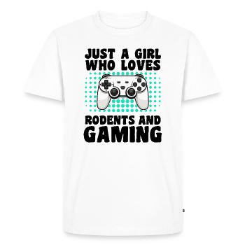 Gamer et Rongeurs : Jeux Vidéo et Petits Compagnon - T-shirt Premium bio Homme - blanc - Devant - Nico (187cm)