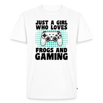 Gamer and Frogs: Video Games and Amphibian - Men's Premium Organic T-Shirt - white - Front - Nico (187cm)
