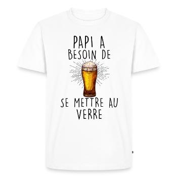 Papi Idée Cadeau Homme Apéro Apéritif - T-shirt Premium bio Homme - blanc - Devant - Nico (187cm)