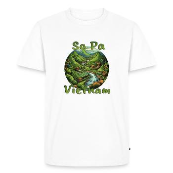 Sa Pa Vietnam: Green Rice Terraces - Men's Premium Organic T-Shirt - white - Front - Nico (187cm)